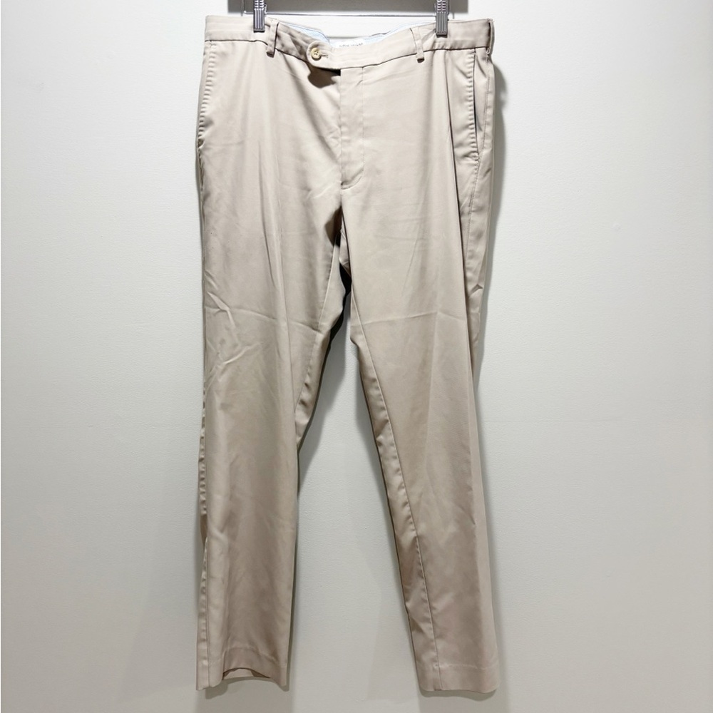 Peter Millar Khaki Straight Leg Chino Pants Polyester Golf Casual Size 36/32